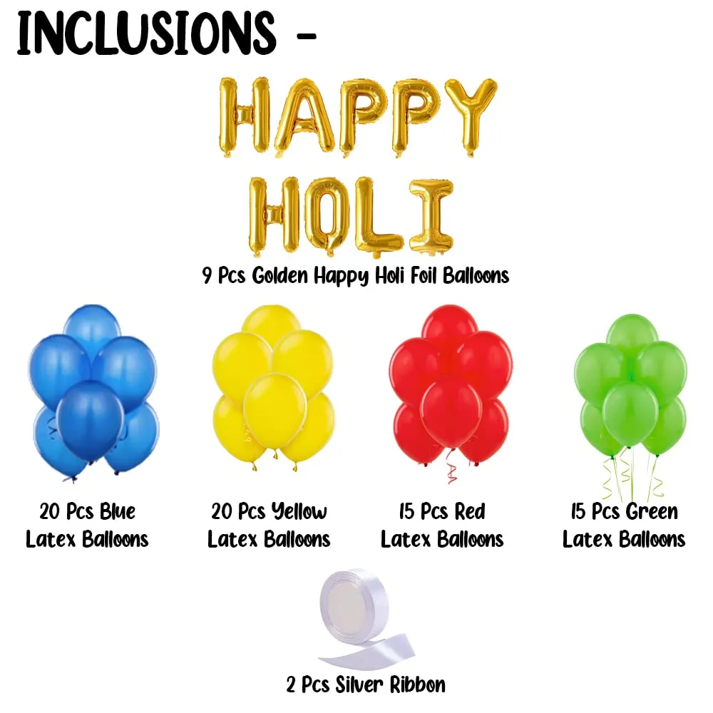 Holi Multicolor - Pack of 81 Pcs - Balloon Decoration