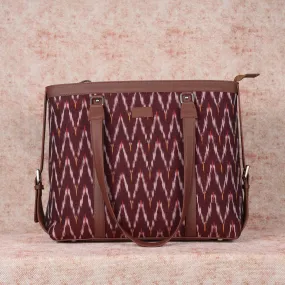 Ikat Brown Multi Wave Women's Office Bag