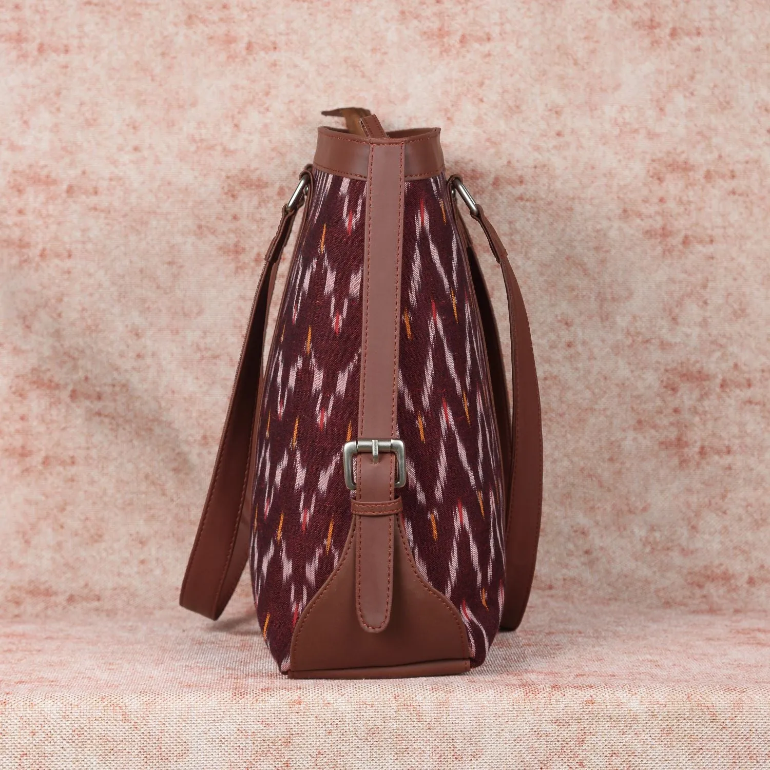 Ikat Brown Multi Wave Women's Office Bag