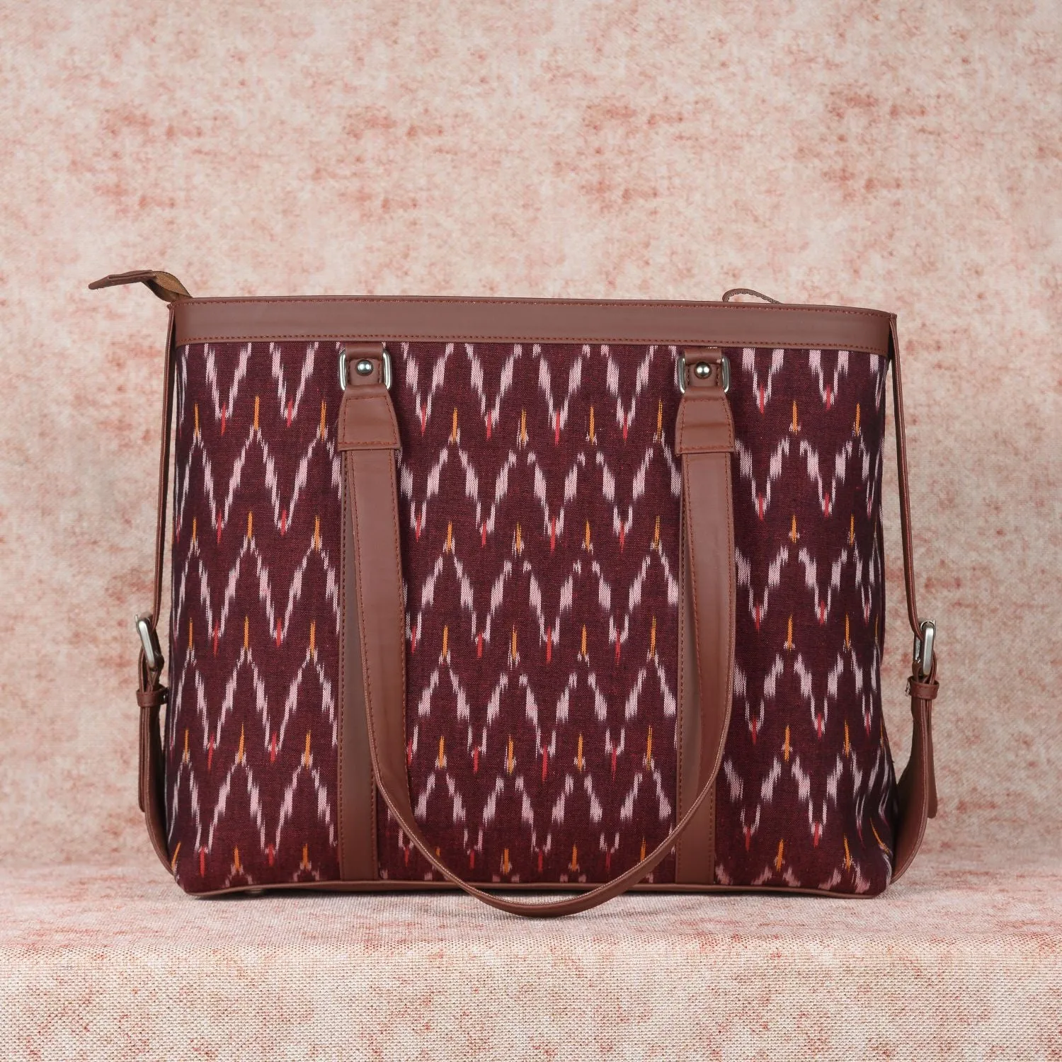 Ikat Brown Multi Wave Women's Office Bag