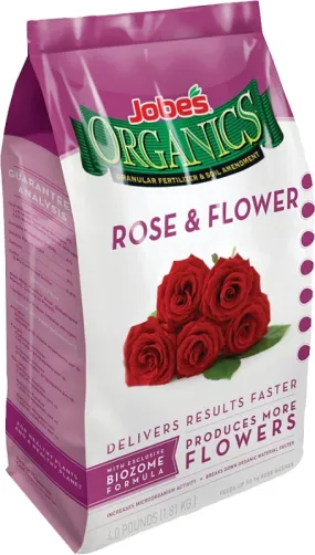 Jobes 09426 Rose and Flower Organic Plant Food, 4 lb Bag, Granular, 3-4-3 N-P-K Ratio :BAG: QUANTITY: 1