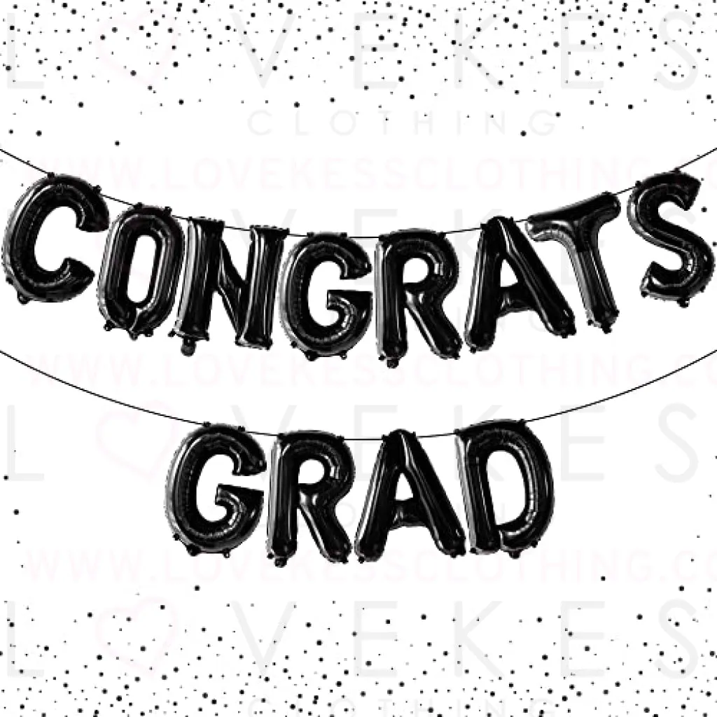 KatchOn, Black Congrats Grad Balloon - 16 Inch | Congratulations Balloons for Graduation Party Decorations 2023 | Congrats Grad Banner, Graduation Decorations Class of 2023 | Graduation Balloons 2023