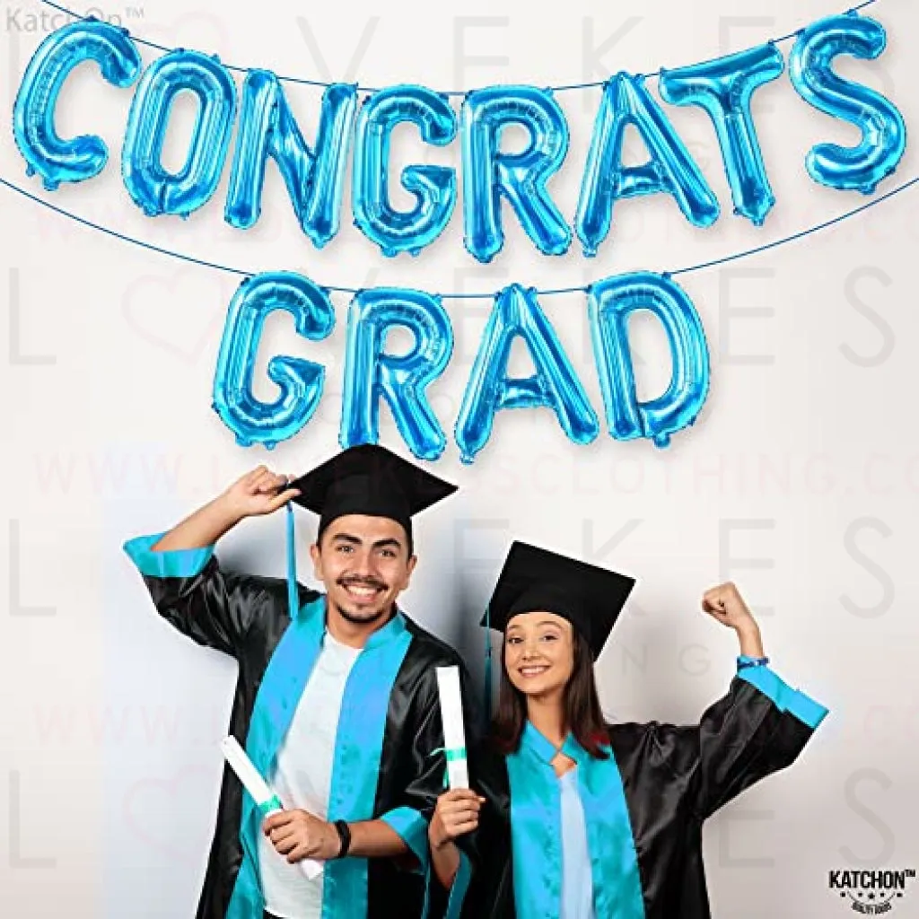 KatchOn, Congrats Grad Balloons Blue - 16 Inch | Congrats Balloons for Graduation Party Decorations 2023 | Congratulations Balloons for Blue Graduation Decorations Class of 2023 | Graduation Balloons