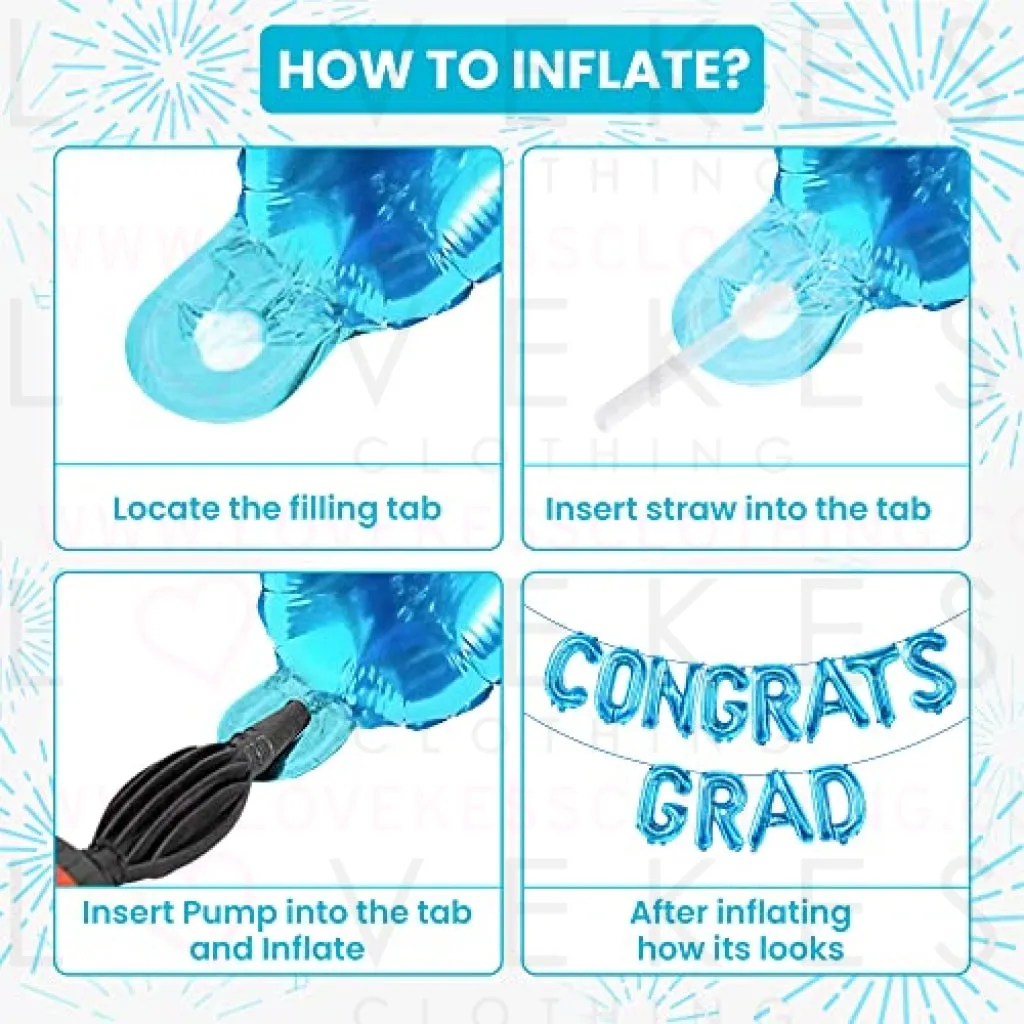 KatchOn, Congrats Grad Balloons Blue - 16 Inch | Congrats Balloons for Graduation Party Decorations 2023 | Congratulations Balloons for Blue Graduation Decorations Class of 2023 | Graduation Balloons