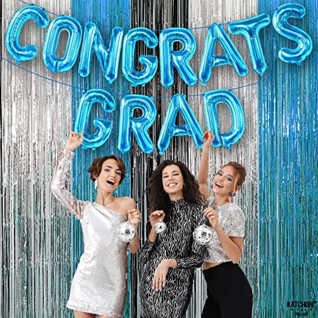 KatchOn, Congrats Grad Balloons Blue - 16 Inch | Congrats Balloons for Graduation Party Decorations 2023 | Congratulations Balloons for Blue Graduation Decorations Class of 2023 | Graduation Balloons