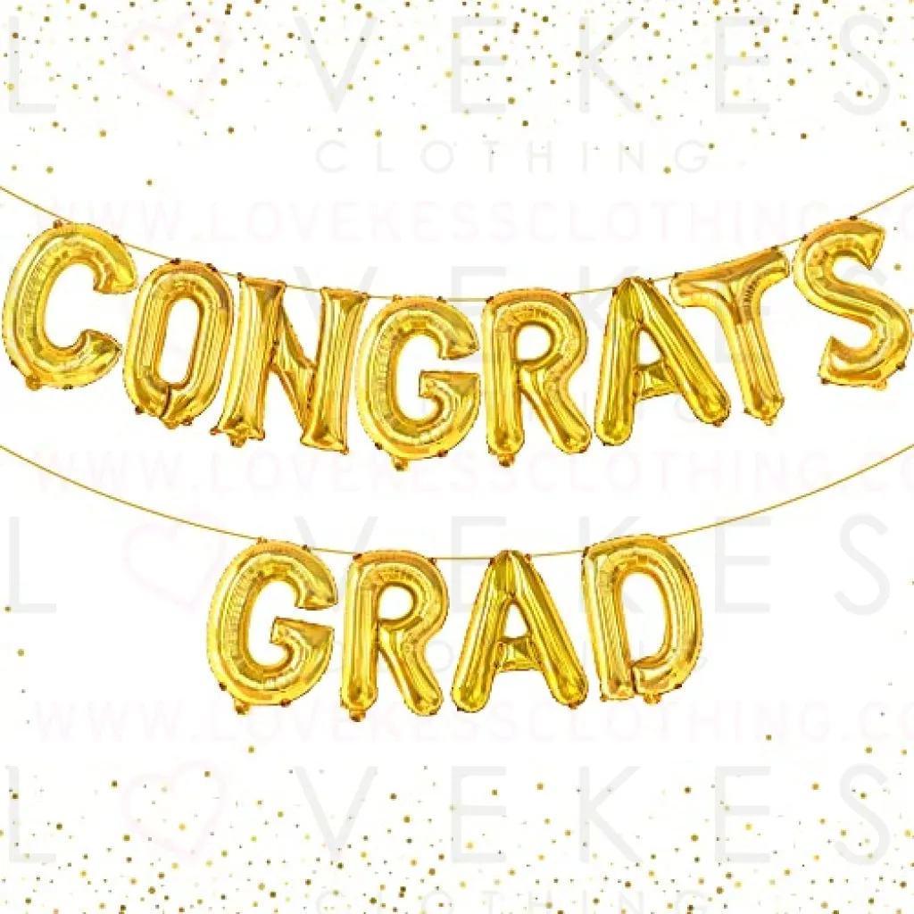 KatchOn, Gold Congrats Grad Balloons - 16 Inch | Congrats Balloons for Graduation Party Decorations 2023 | Congrats Balloon Banner, 2023 Congrats Grad Banner | Graduation Decorations Class of 2023