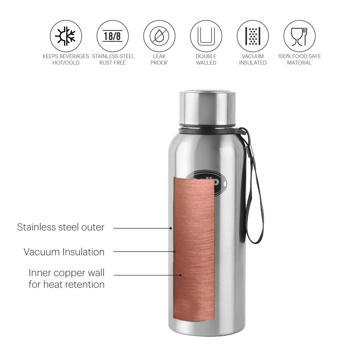 Kent Flask, Vacusteel Water Bottle, 550ml