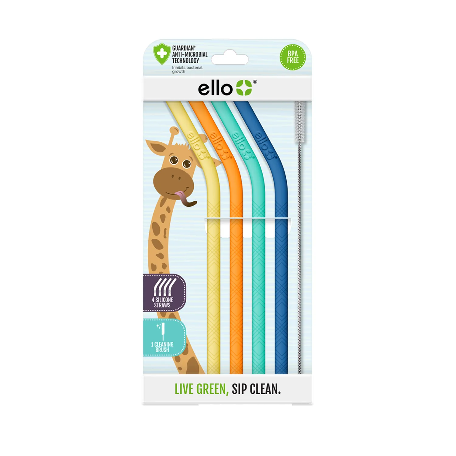 Kids Silicone Reusable Straws - Set of 4