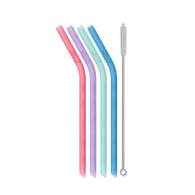 Kids Silicone Reusable Straws - Set of 4