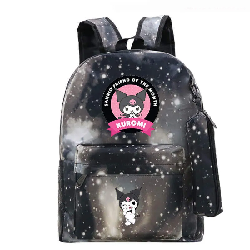 Kuromi Backpack 3 Pieces Print Pattern School Bag Lunchbox Pencil Bag Boys Girls