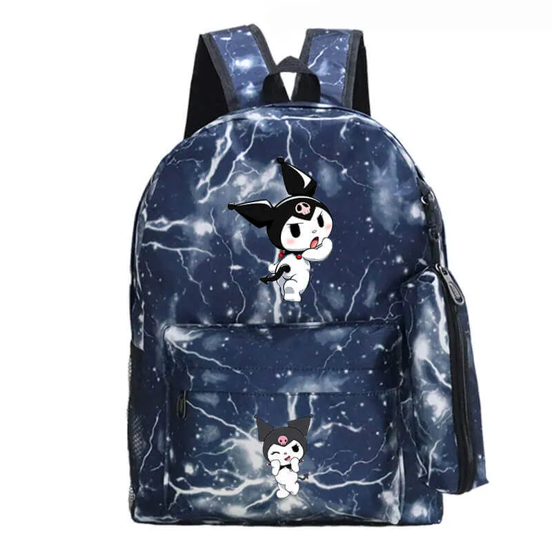 Kuromi Backpack 3 Pieces Print Pattern School Bag Lunchbox Pencil Bag Boys Girls