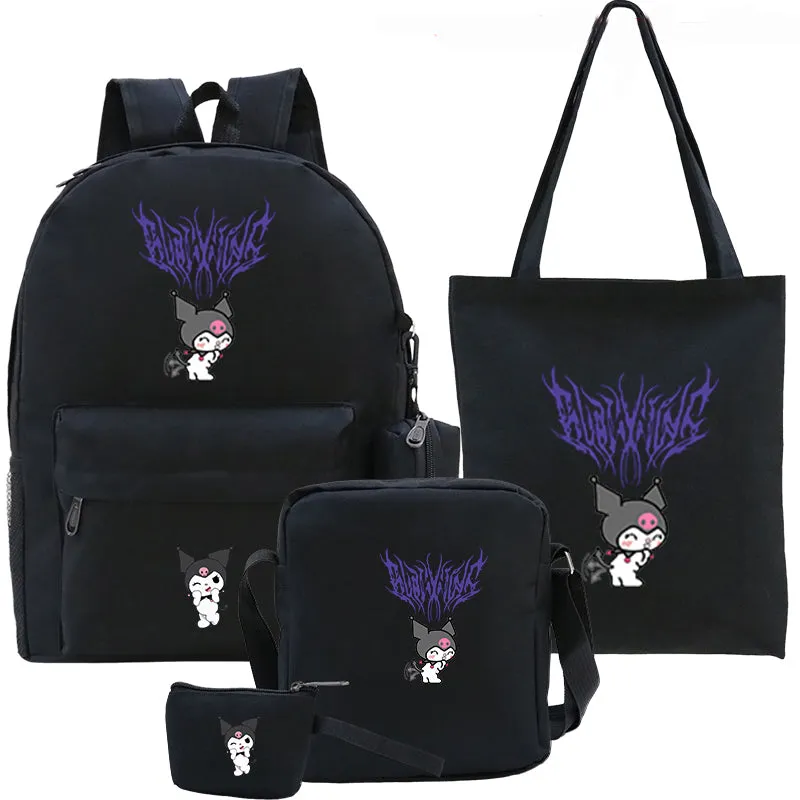 Kuromi Backpack 3 Pieces Print Pattern School Bag Lunchbox Pencil Bag Boys Girls