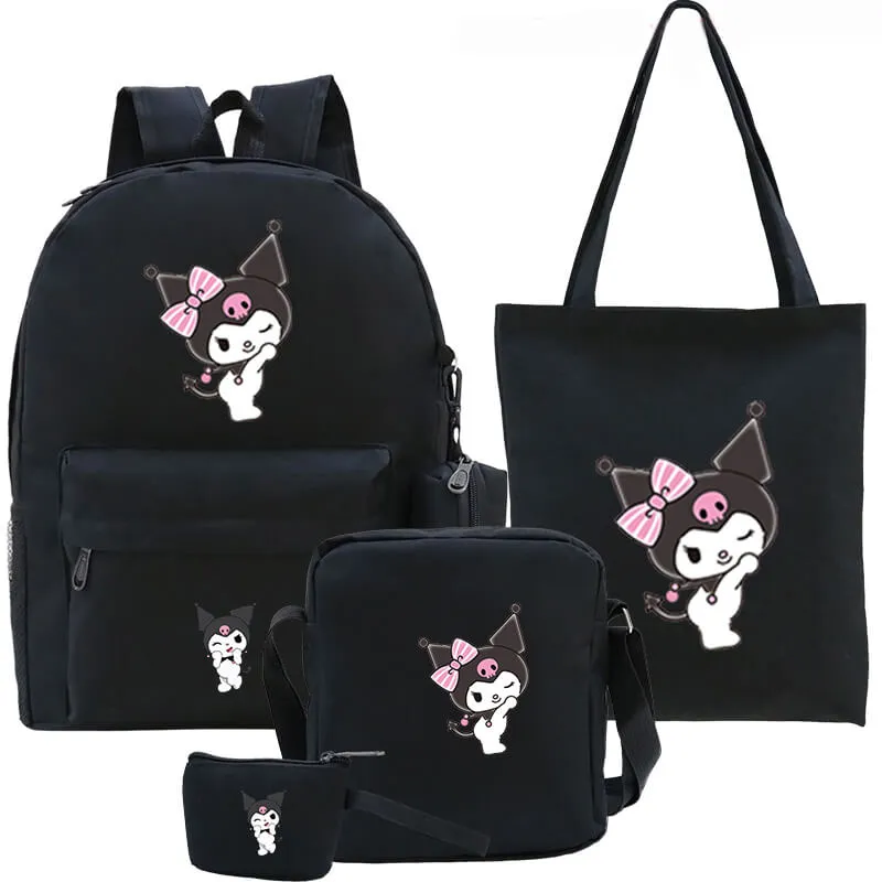 Kuromi Backpack 3 Pieces Print Pattern School Bag Lunchbox Pencil Bag Boys Girls