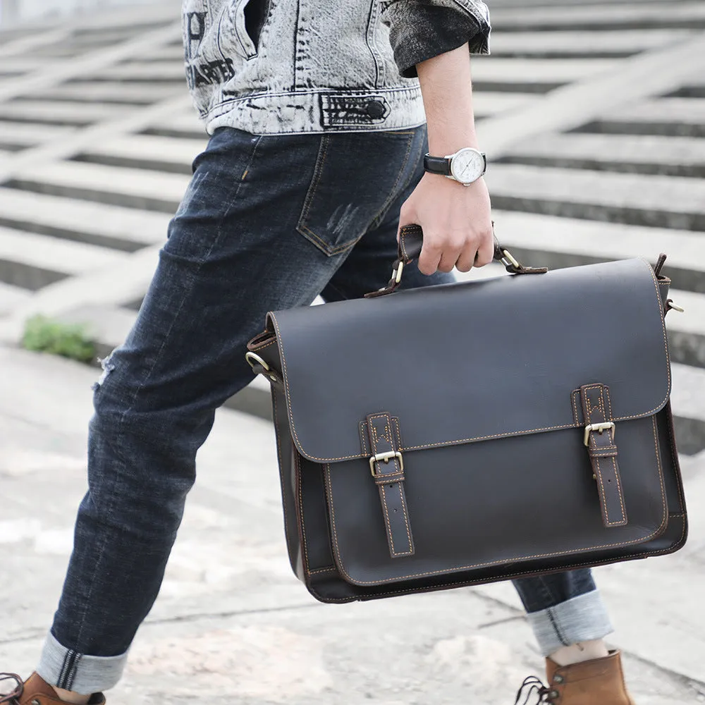 Leather Briefcase, Messenger Bag, Men Shoulder Bag, Laptop Bag, Crossbody Bag, Men's Bag, Gift for Him