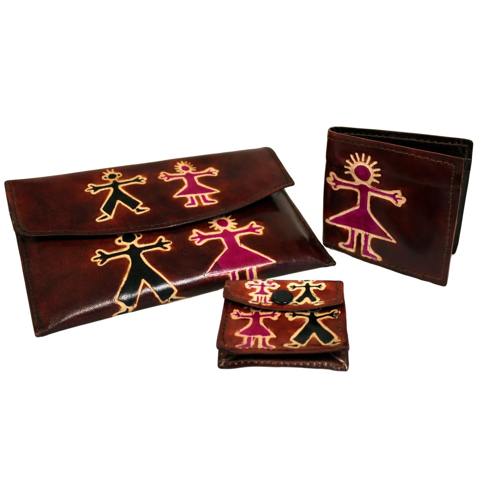 Leather Purse Set - Boy & Girl - Brown