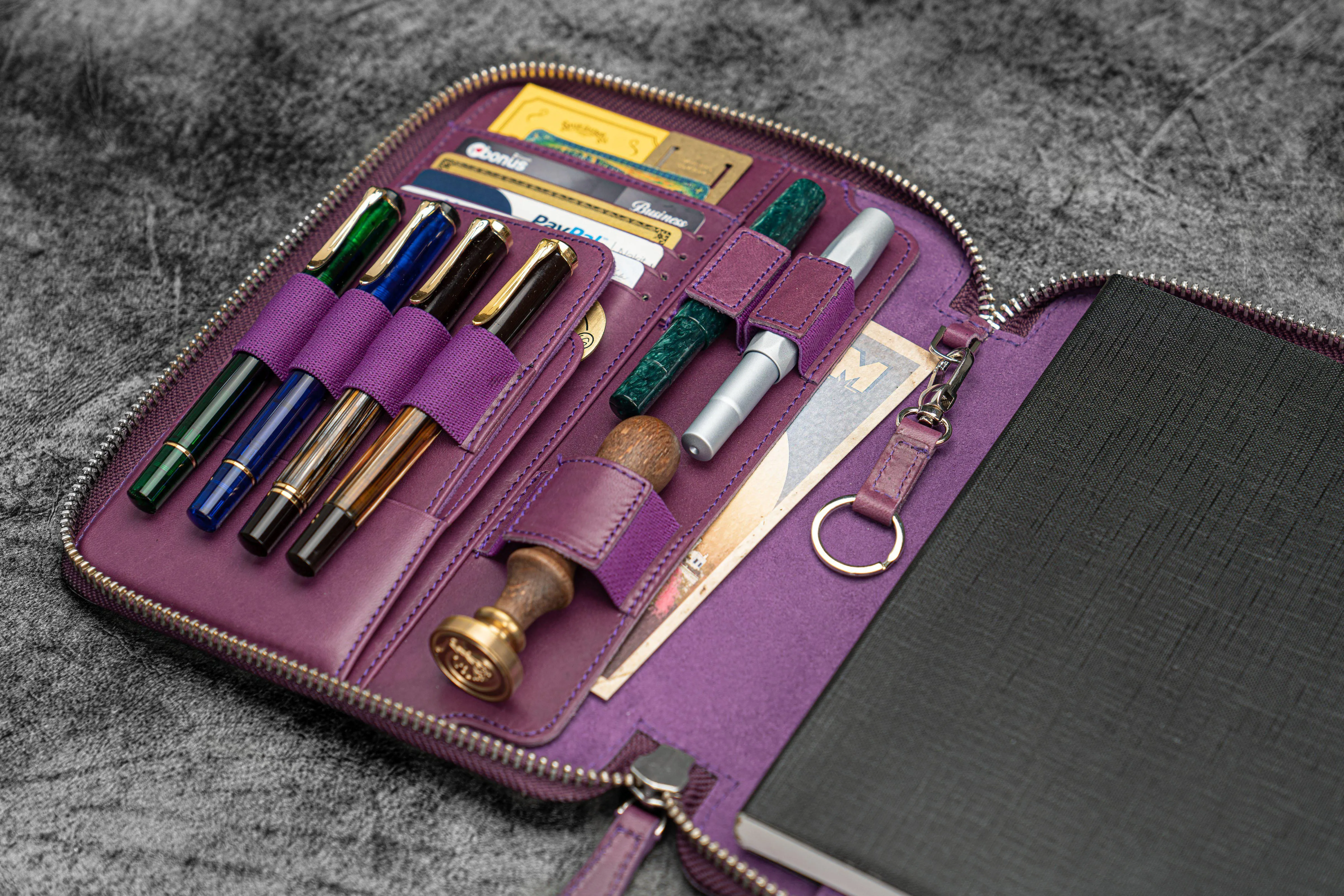 Leather Zippered A5 Leuchtturm1917  Notebook Folio - Purple