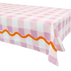 Lilac Gingham Reusable Cotton Tablecloth