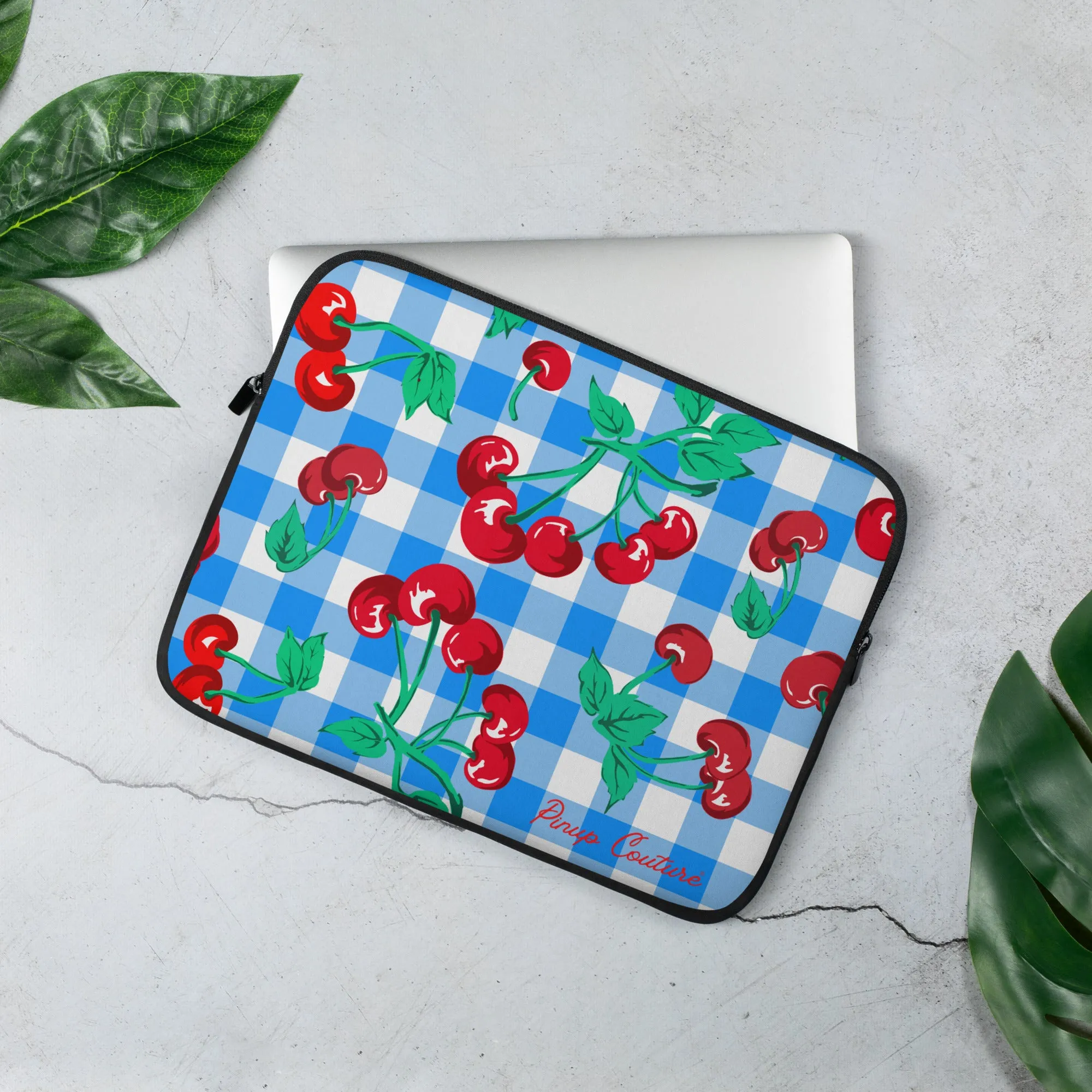 Lindy Cherry Girl Blue Gingham Laptop Sleeve | Pinup Couture Relaxed