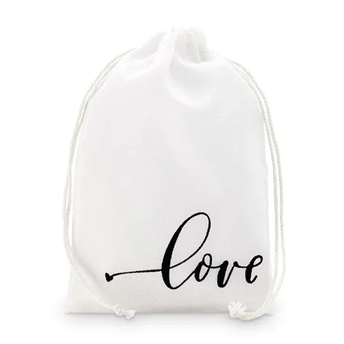 LOVE Print Muslin Drawstring Favor Bag (Pack of 12)