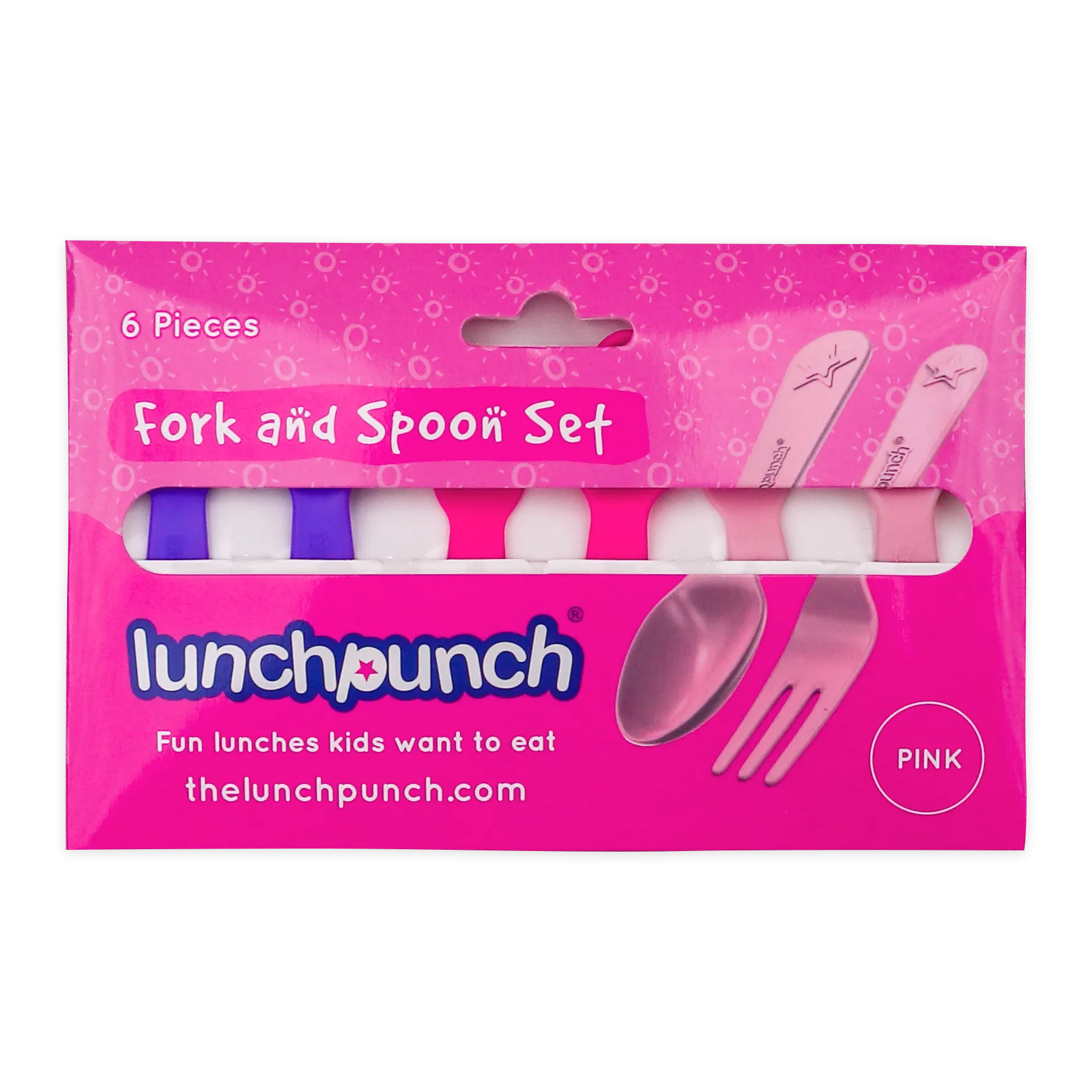 Lunch Punch Fork and Spoon Set - Pink