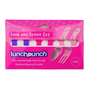 Lunch Punch Fork and Spoon Set - Pink