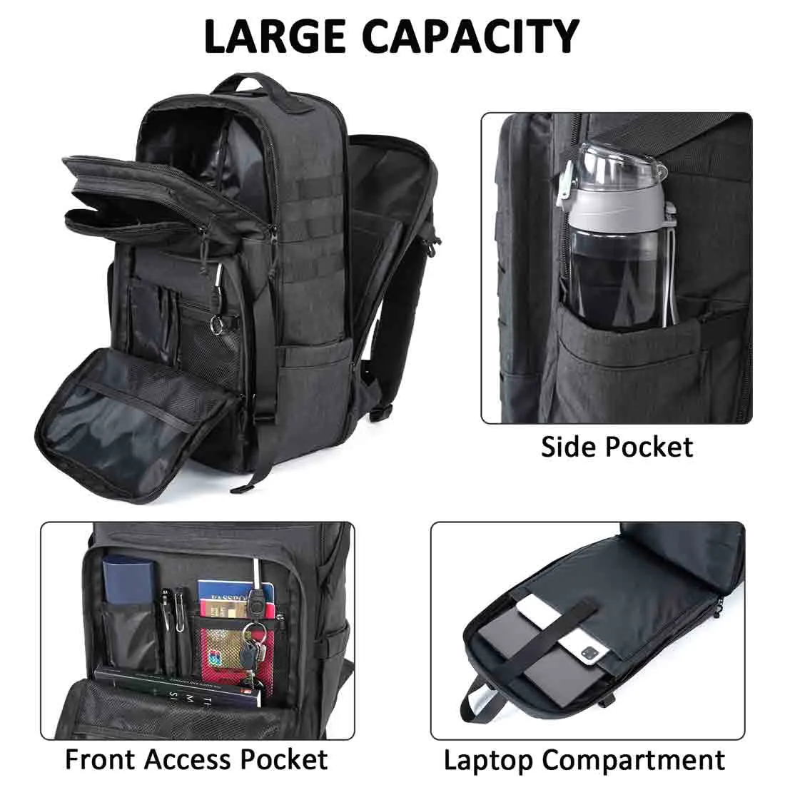 Matein Black Tactical Backpack