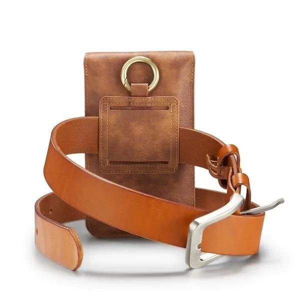 Men Faux Leather Vintage Card Holder Waist Bag Phone