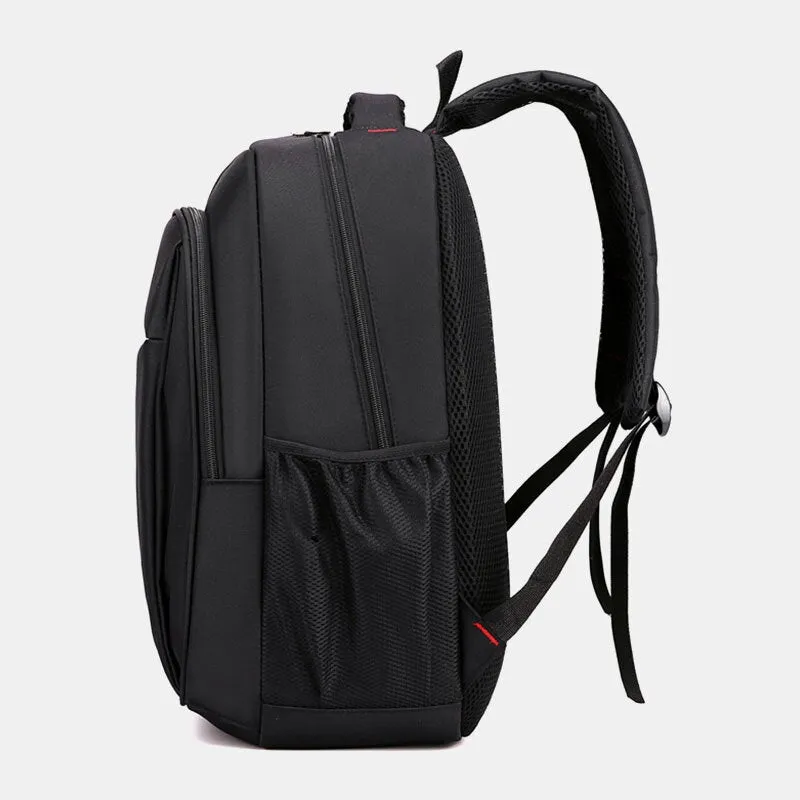 Men Oxford Breathable Shoulder Strap Design 15.6 Inch Laptop Bag Multi-pocket Wear-resistant Lightweight Backpack