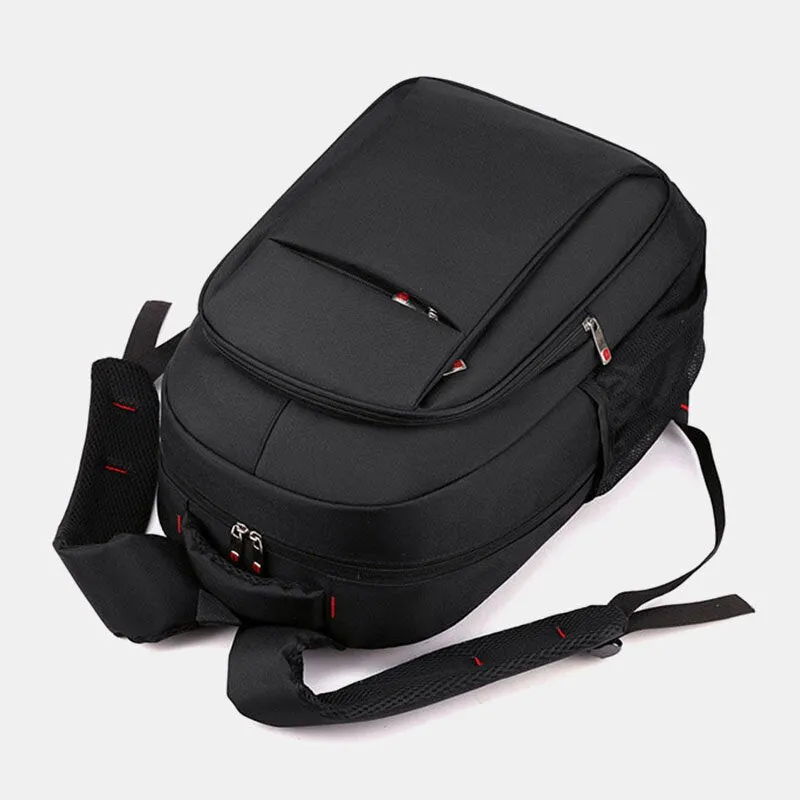 Men Oxford Breathable Shoulder Strap Design 15.6 Inch Laptop Bag Multi-pocket Wear-resistant Lightweight Backpack