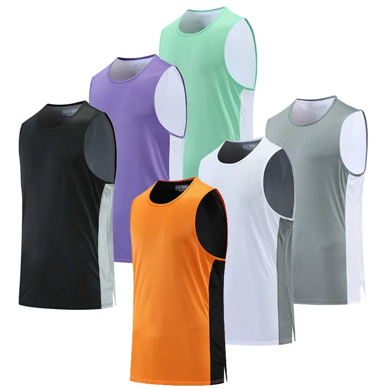 Mens Sleeveless Vest Basketball Football Running Sports Tank Tops Gym Fitness Shirt Plus Size Multi-colored Unisex Clothing