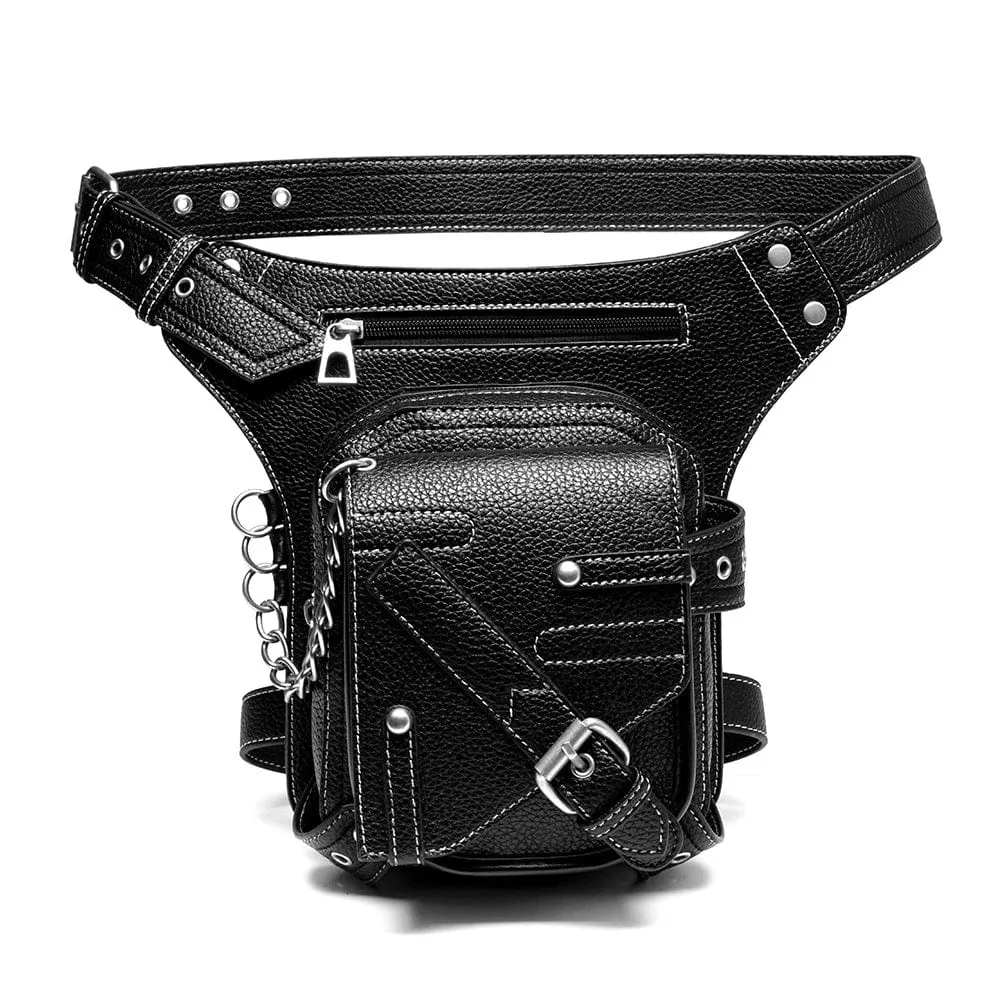 Men's Steampunk Buckle Stitch Waist Bag