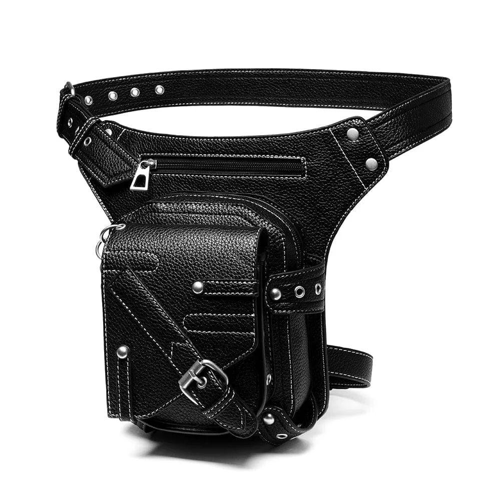 Men's Steampunk Buckle Stitch Waist Bag