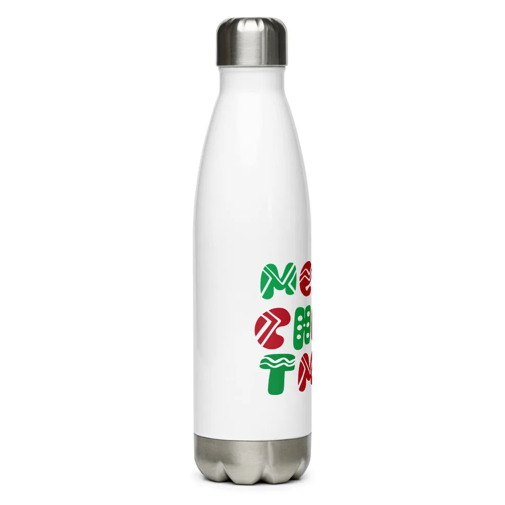 Merry Christmas Typography Stainless Steel Water Bottle
