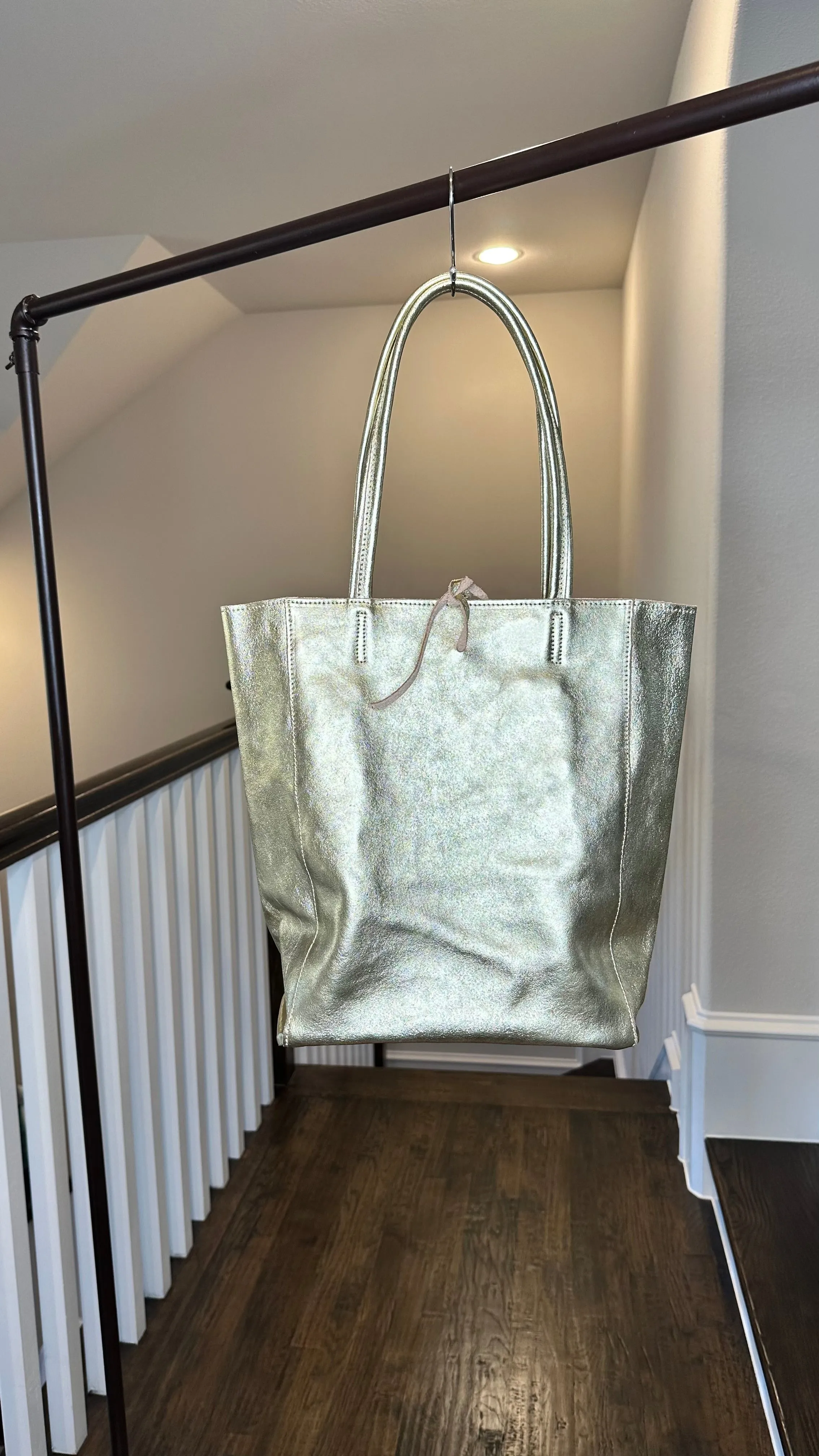 Metallic Leather Tote