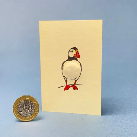 Mini card with felt detail - puffin (mp)