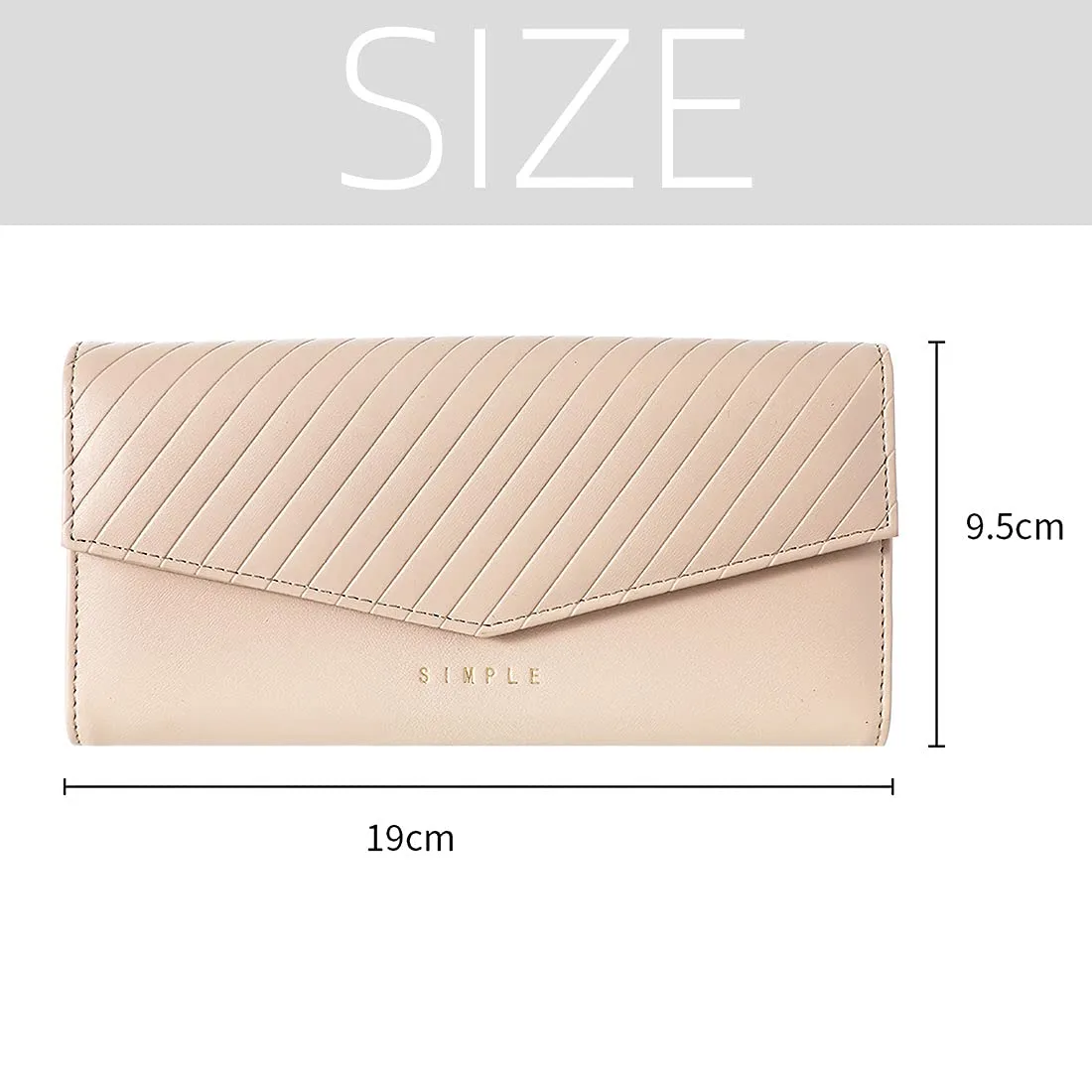 MINISO Three-fold Long Striped Women's Wallet (Light brown)