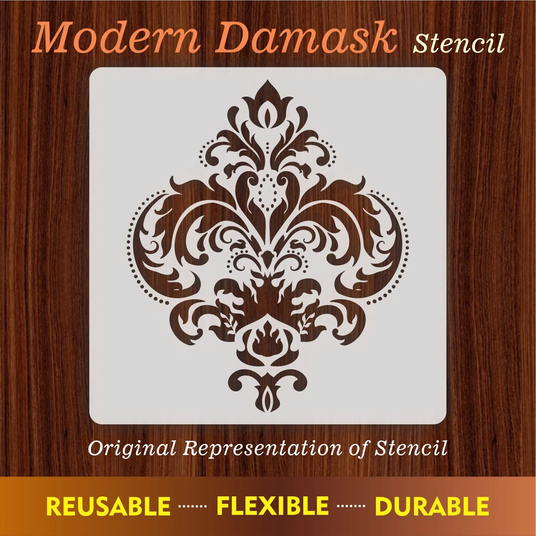 Modern Damask Motif Reusable Stencil for Canvas and wall painting.ID#466