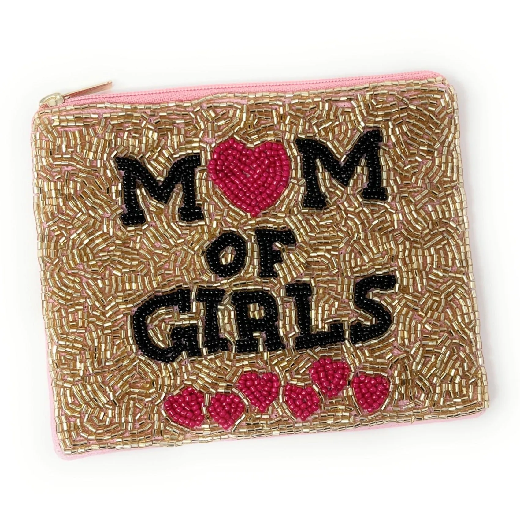 Mom of Girls Beaded Coin Purse