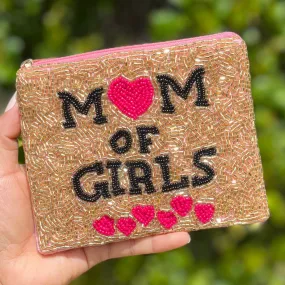 Mom of Girls Beaded Coin Purse