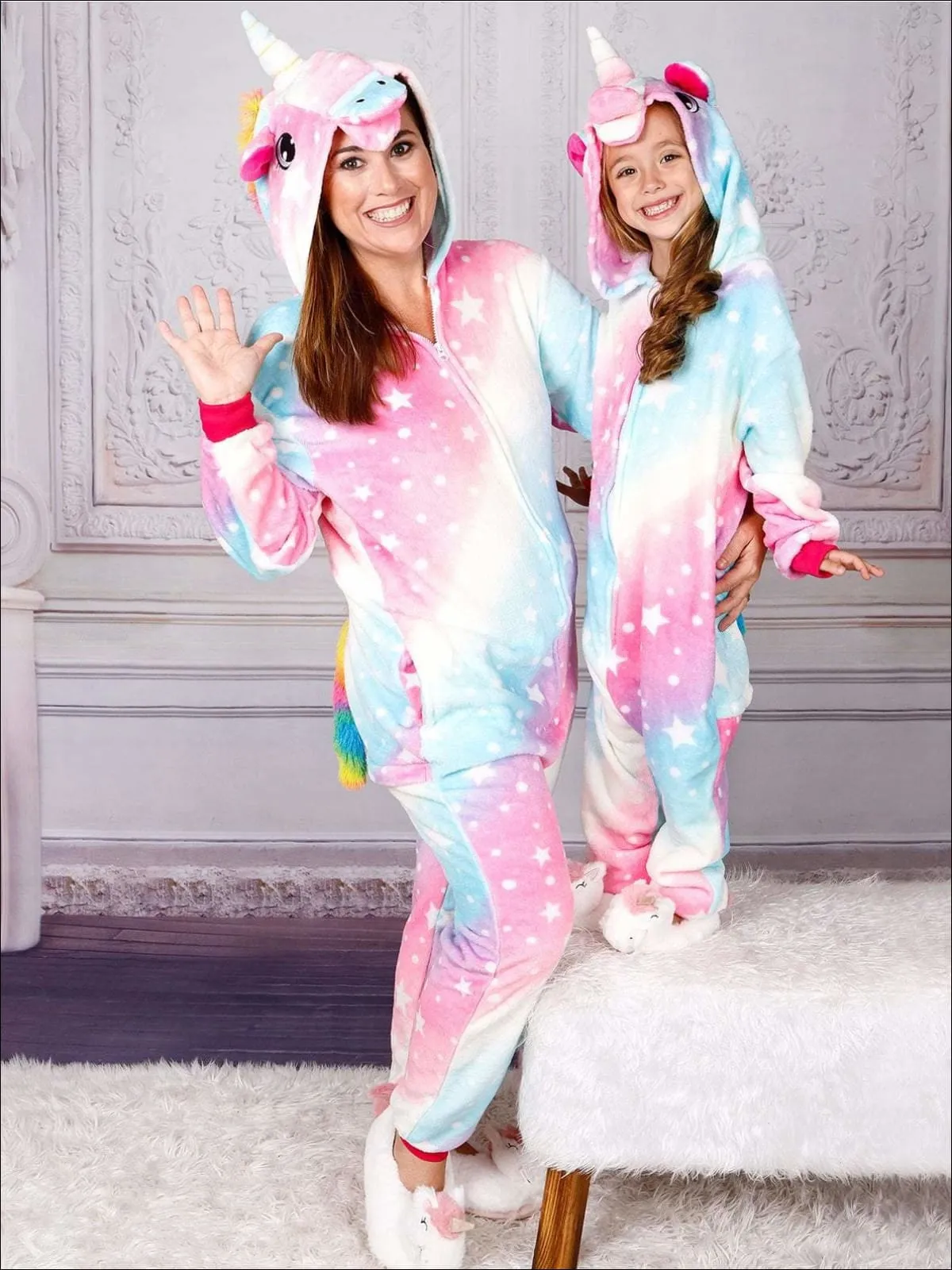 Mommy And Me Cotton Candy Star Unicorn Pajamas