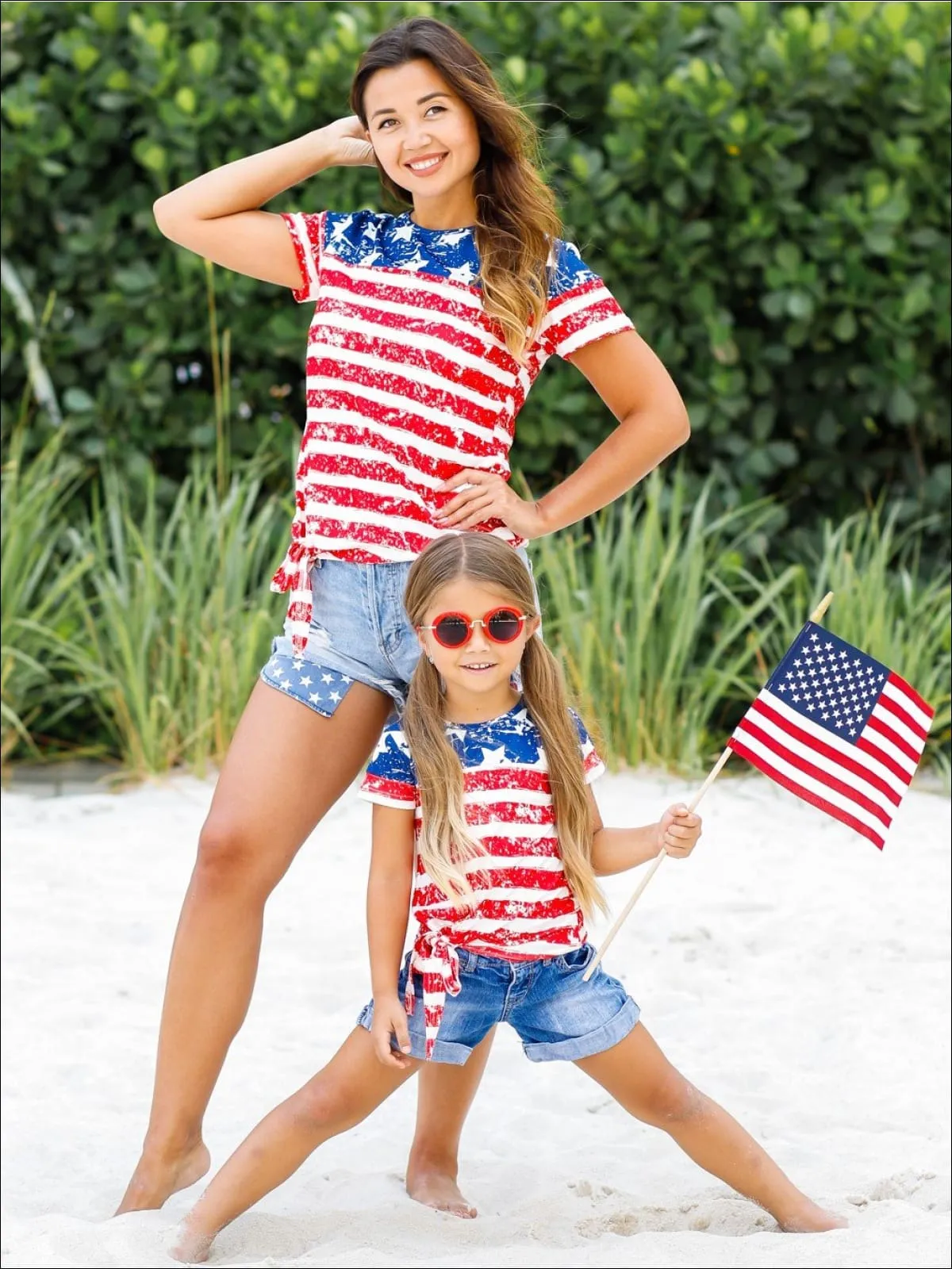 Mommy and Me Wave Your Flag Side Knot Top