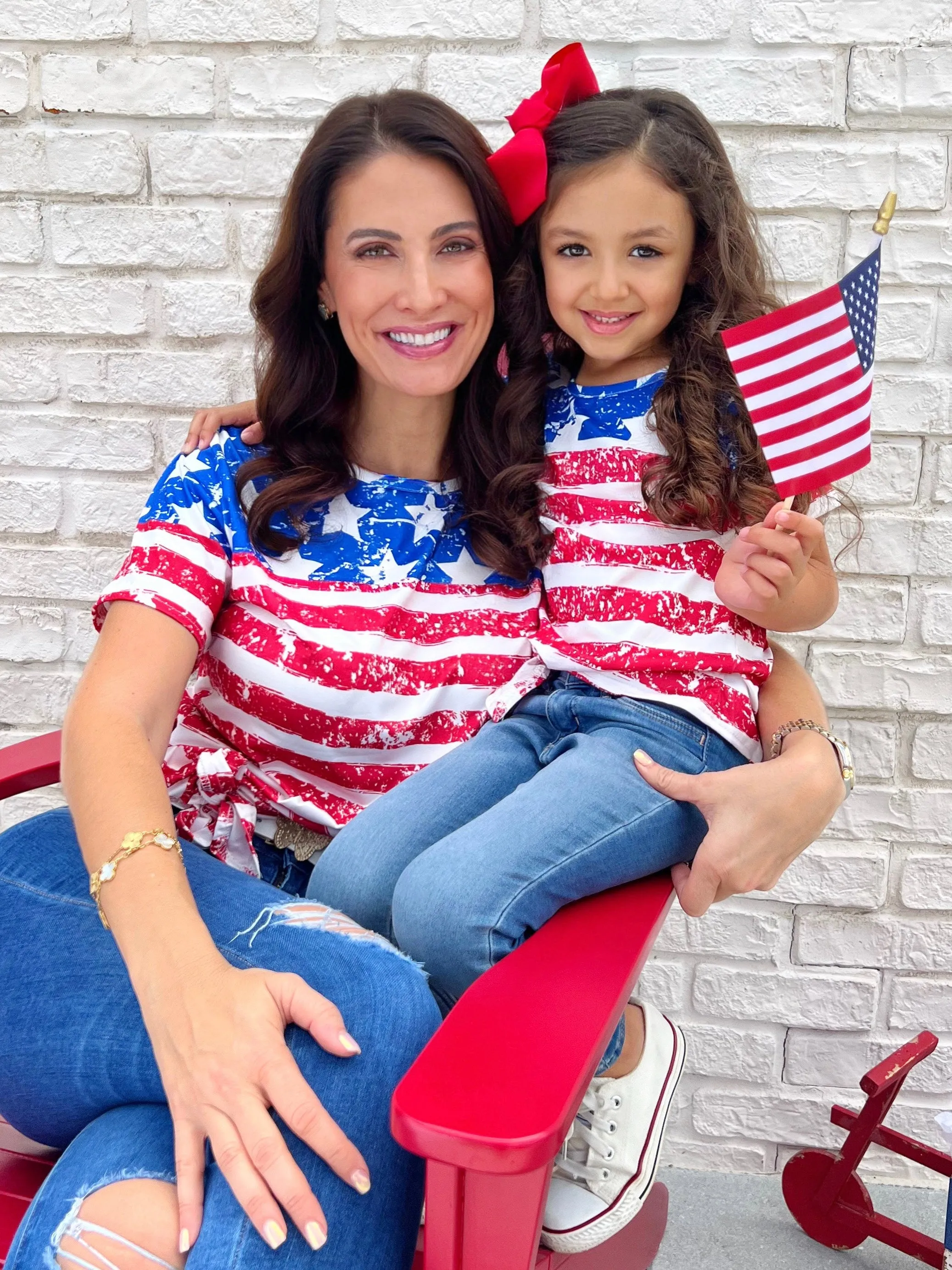 Mommy and Me Wave Your Flag Side Knot Top