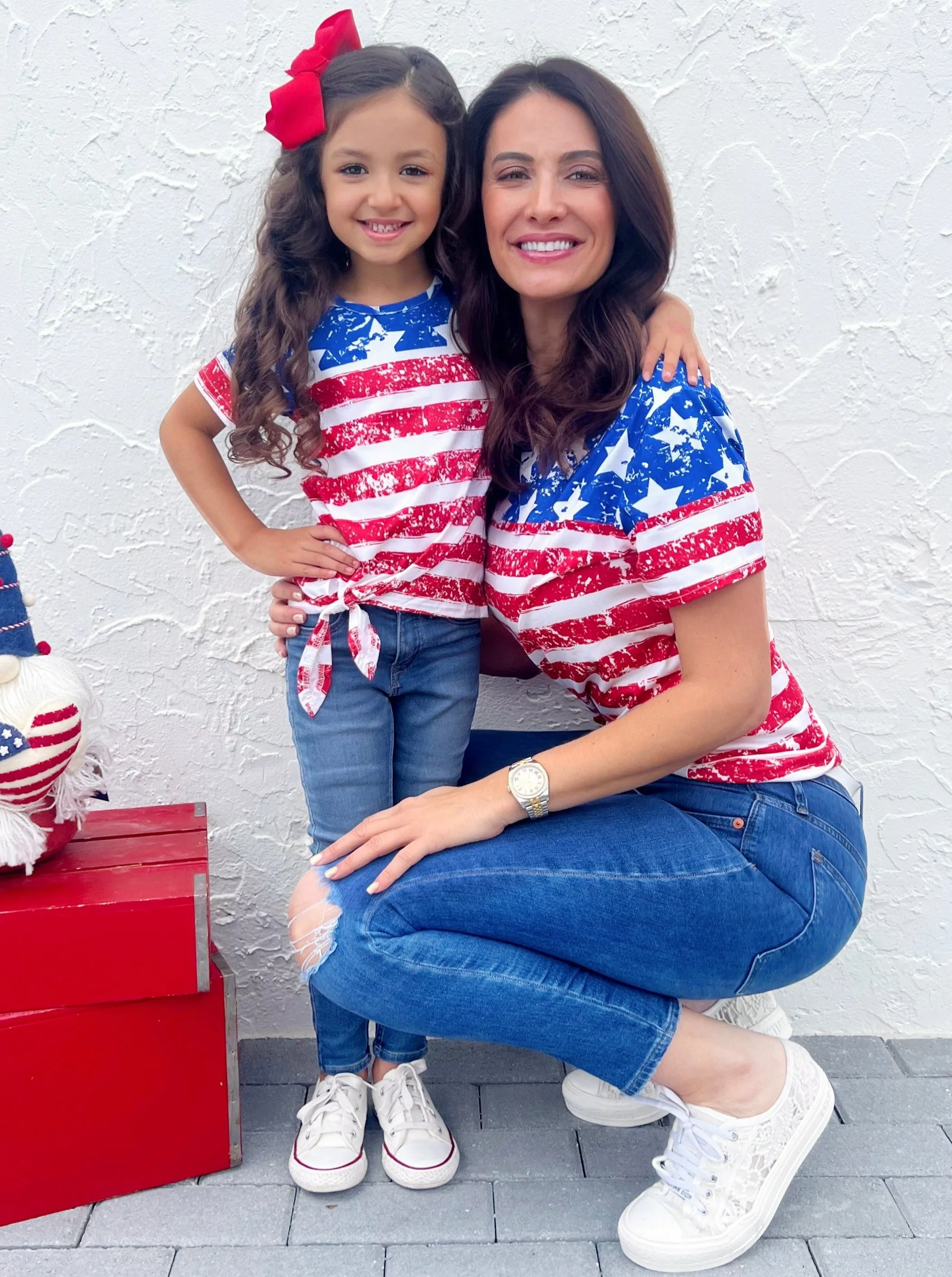 Mommy and Me Wave Your Flag Side Knot Top