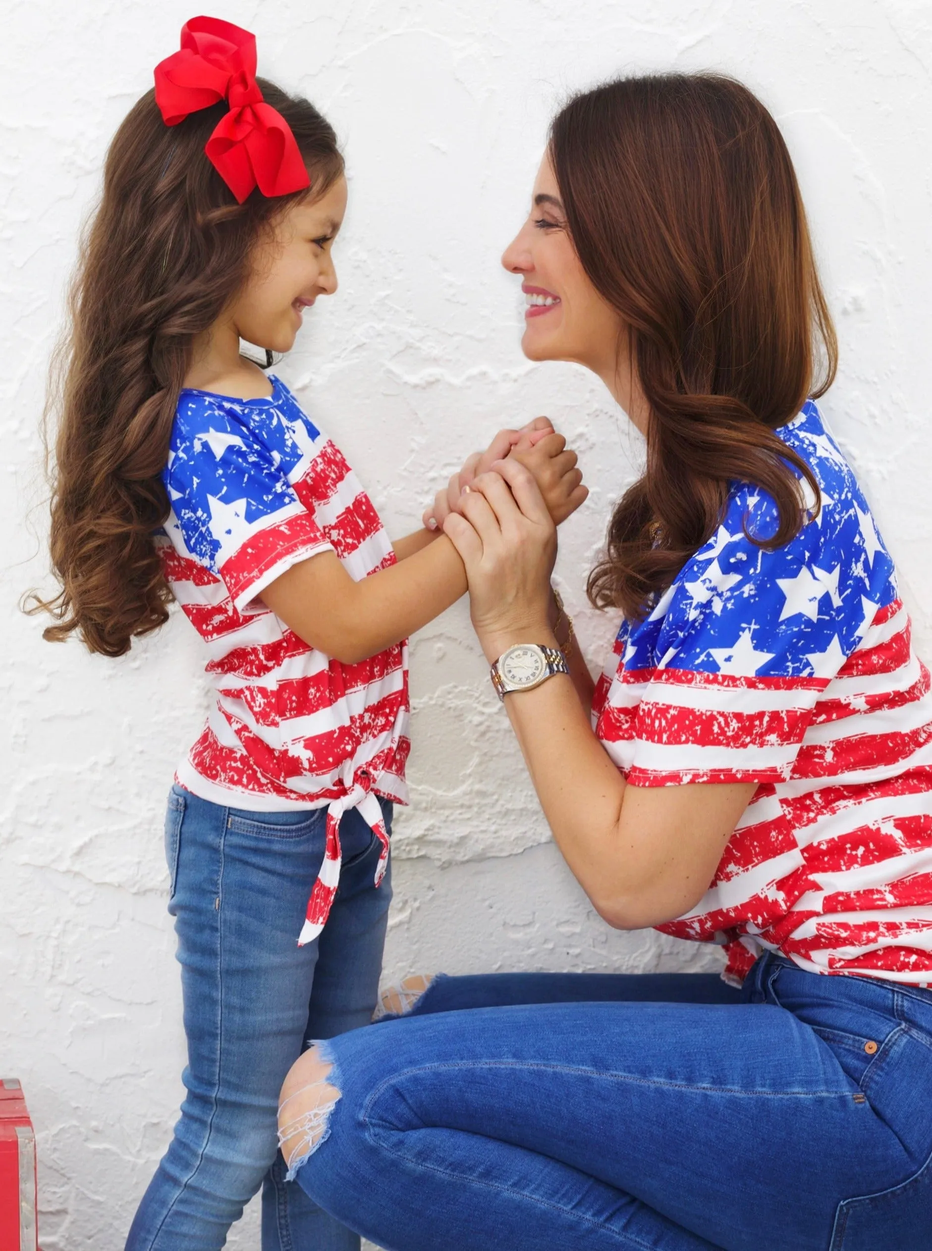 Mommy and Me Wave Your Flag Side Knot Top