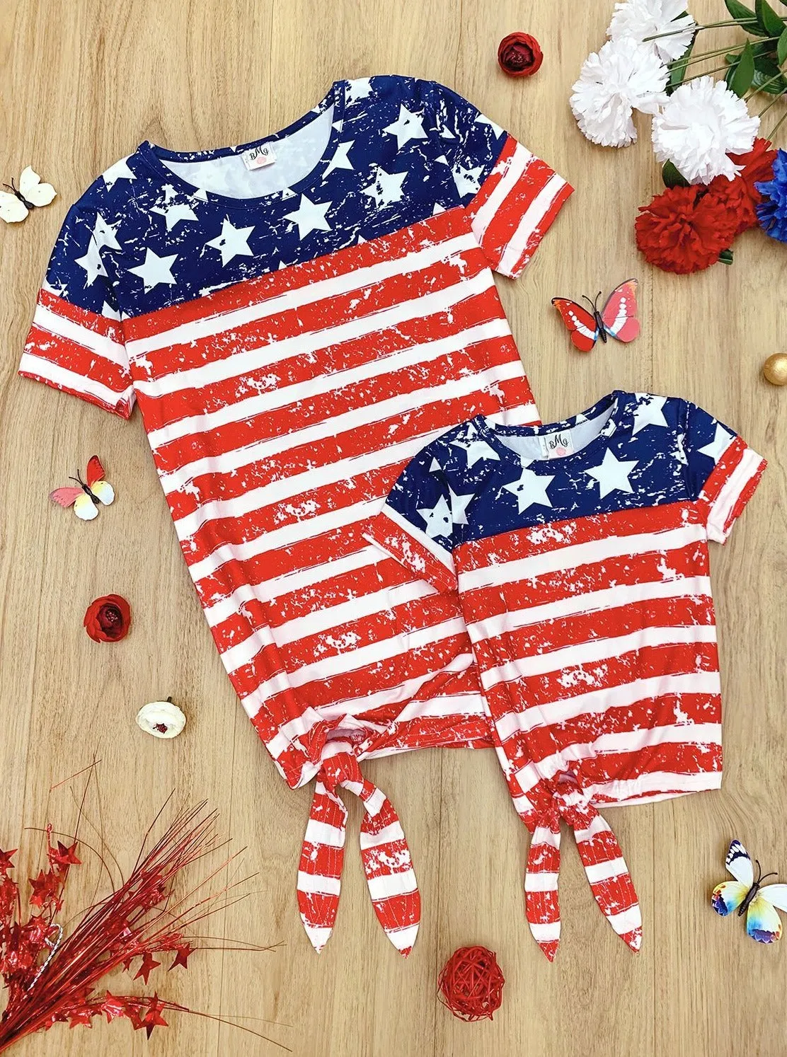 Mommy and Me Wave Your Flag Side Knot Top