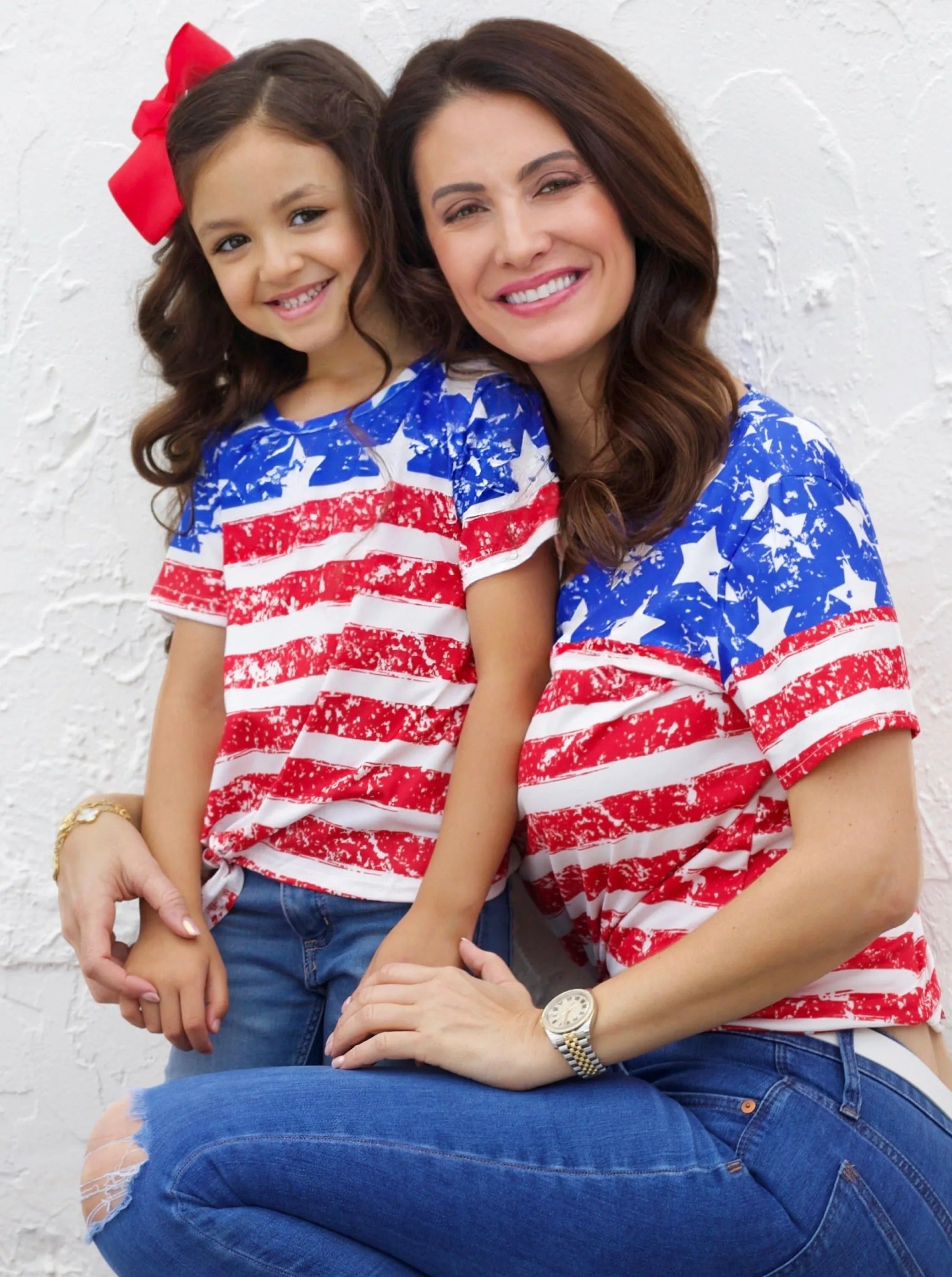 Mommy and Me Wave Your Flag Side Knot Top