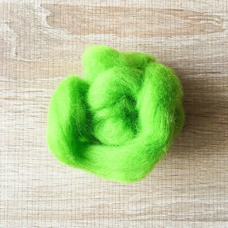 Needle felted wool felting Green Monster wool Roving for felting supplies short fabric easy felt