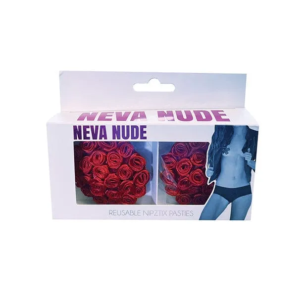 Neva Nude - Burlesque First Impression Roses Reusable Silicone Pasties Nipple Covers O/S (Red)