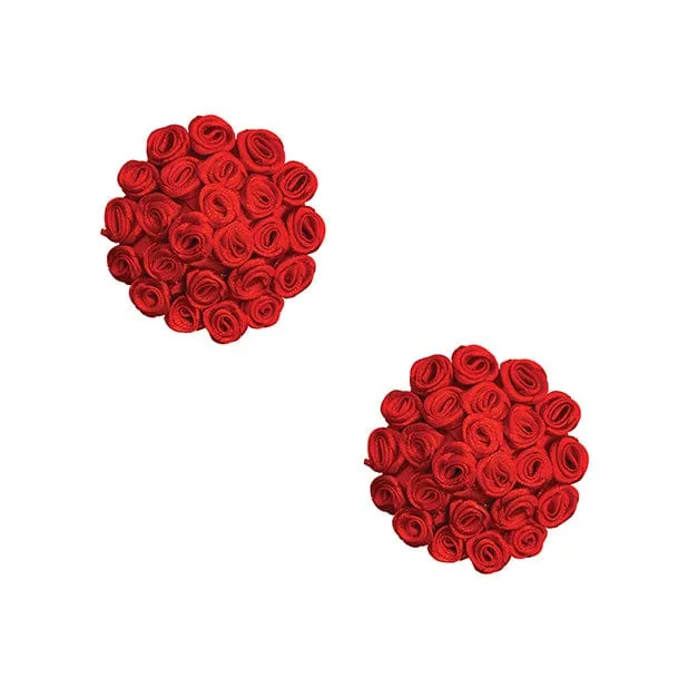 Neva Nude - Burlesque First Impression Roses Reusable Silicone Pasties Nipple Covers O/S (Red)