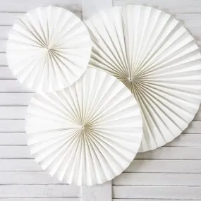 Off White Party Fans Decorations x 3